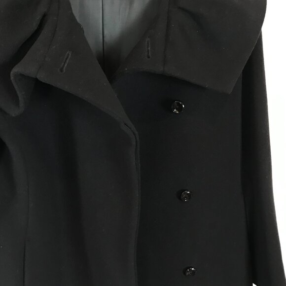 Cinzia Rocca Womens Size 4 Black Wide Collar Wool Angora Blend Designer Coat - Picture 6 of 8
